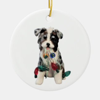 Décoration En Céramique Australian Shepherd Blue Merle Tricolor en céramiq