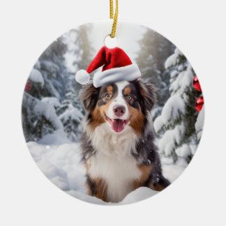 Décoration En Céramique Australian Shepherd Dog Christmas Keepsaké