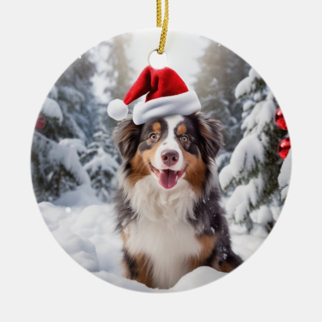 Décoration En Céramique Australian Shepherd Dog Christmas Keepsaké (Devant)