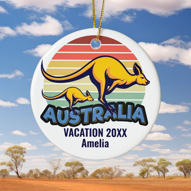 Décoration En Céramique Australie Voyage Kangaroo Sunset Souvenir Noël (Créateur téléchargé)