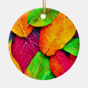 Décoration En Céramique Automne Feuilles Motif