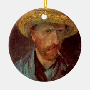 Décoration En Céramique Autoportrait de Van Gogh avec chapeau de paille et