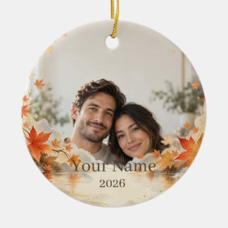 Décoration En Céramique Autumn Maple Custom Photo Ornament