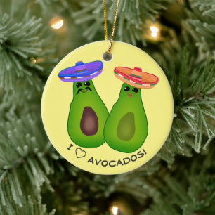 Décoration En Céramique Avocado Couple w Sombreros