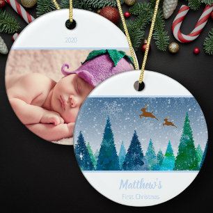 Décoration En Céramique Baby Boy First Christmas Snowflake Photo