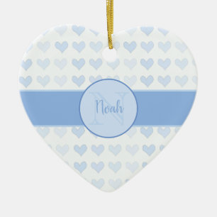 Décoration En Céramique Baby Boy prénom Monogramme bleu Coeur Noël