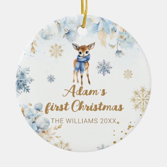 Décoration En Céramique Baby Christmas Deer Photo personnalisée (Devant)