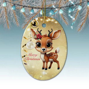 Décoration En Céramique Baby Deer, Faun, Doe, Reindeer 🦌 🎄 Joyeux Noël