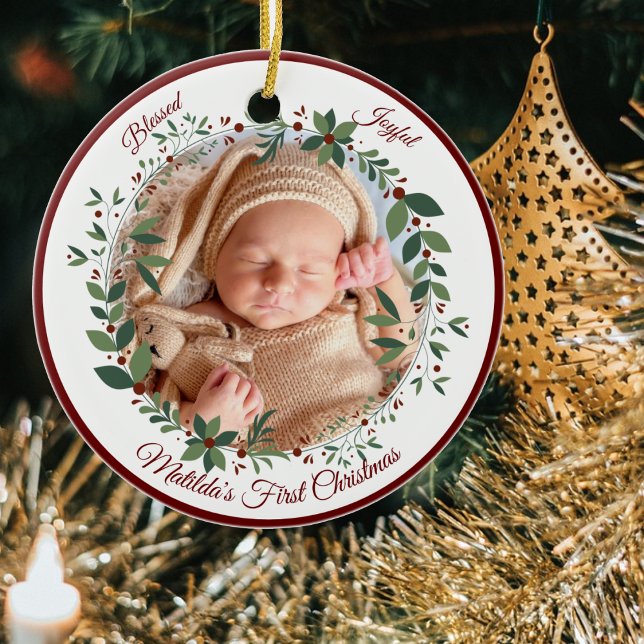 Décoration En Céramique Baby First Christmas Photo Wreath Christmas (Créateur téléchargé)