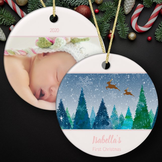 Décoration En Céramique Baby Girl First Christmas Snowflake Photo (Créateur téléchargé)