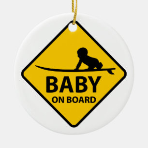 Décoration En Céramique Baby on Board drôle design bébé avec plateau de su