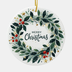 Décoration En Céramique Baby Photo Mistletoe de Noël Wreath