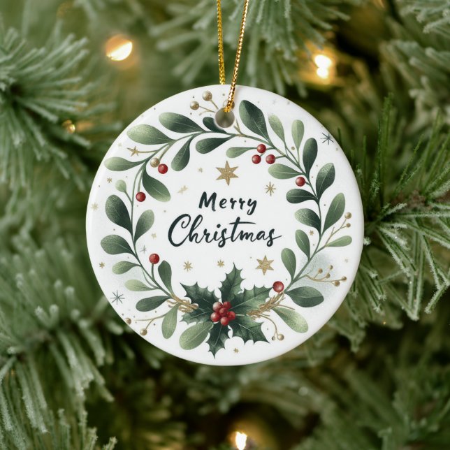 Décoration En Céramique Baby Photo Mistletoe de Noël Wreath (Arbre)