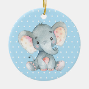 Décoration En Céramique Baby shower bleu de l'éléphant