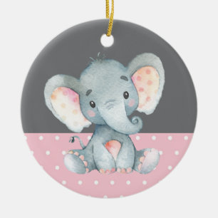 Décoration En Céramique Baby shower d'éléphant rose