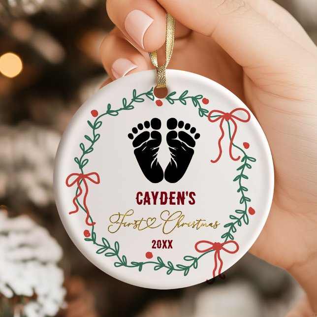 Décoration En Céramique Baby's Footprint First Christmas Ornament (Créateur téléchargé)