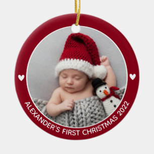 Décoration En Céramique Babys personnalisés Premier Noël Nom de la photo A
