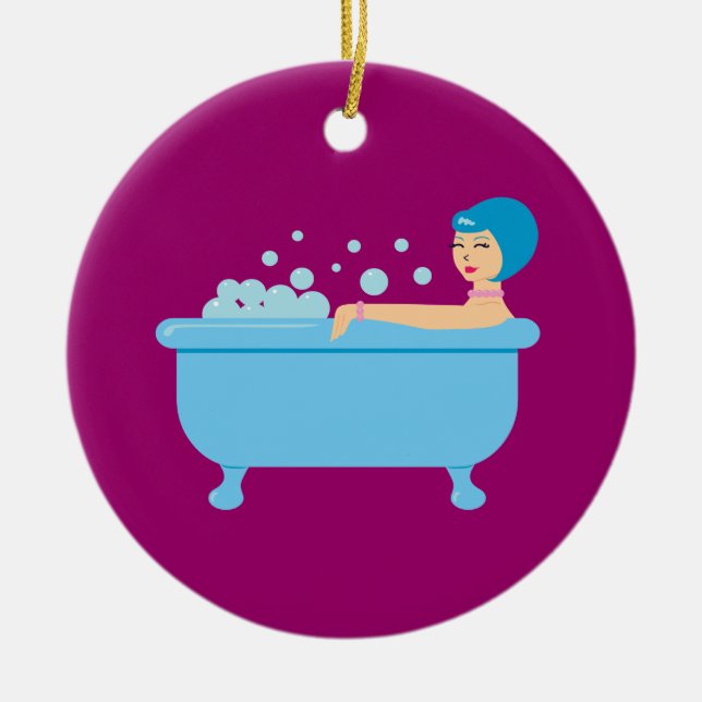 Décoration En Céramique Baignoire de bulle rétro fille (Devant)