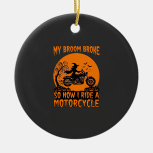 Décoration En Céramique Balai Casse Halloween Sorcière Moto Chauves-Souris