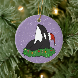 Décoration En Céramique Baleine tueuse Orca Christmas