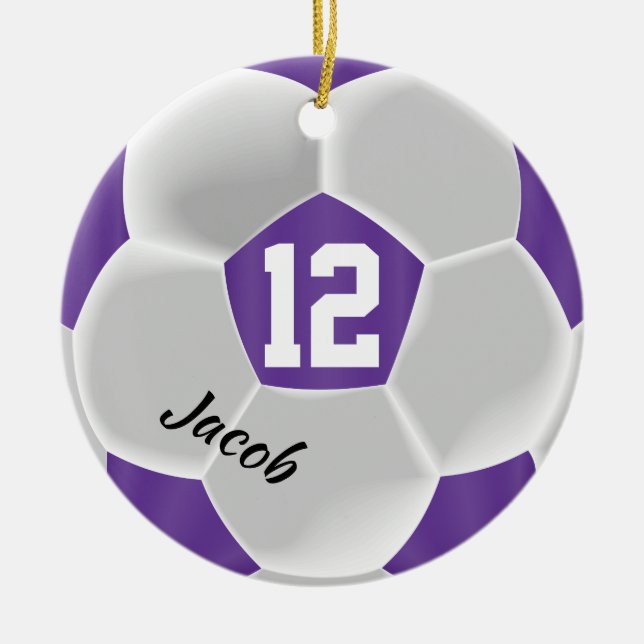 Décoration En Céramique Balle de football violet blanc (Devant)