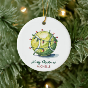 Décoration En Céramique Balle de tennis avec chapeau de Père Noël Noël per