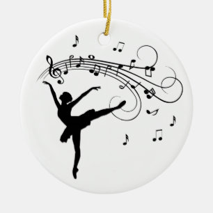 Décoration En Céramique Ballerina Dancing with Music Notes