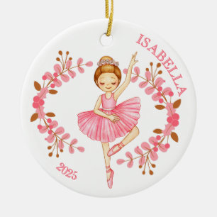 Décoration En Céramique Ballerine rousse en rose