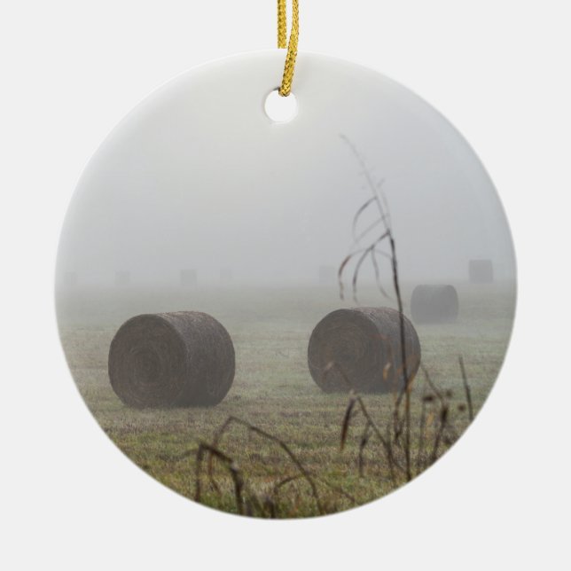 Décoration En Céramique Balles De Foin Dans Le Fog (Devant)