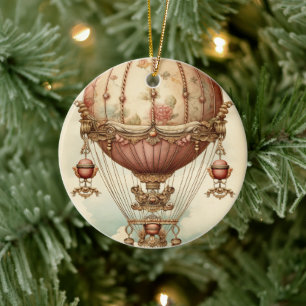 Décoration En Céramique Ballon à air chaud vintage Steampunk Rose