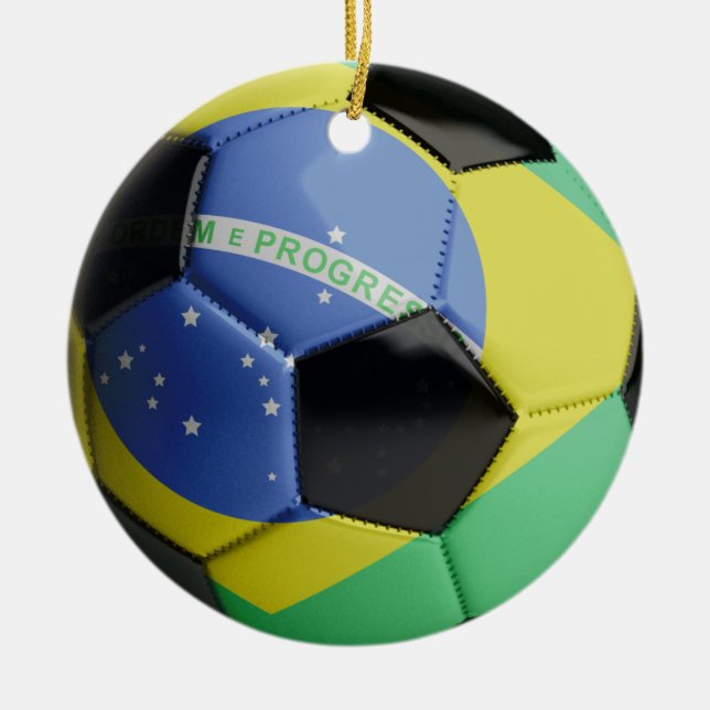 Décoration En Céramique Ballon de football de drapeau du Brésil (Devant)