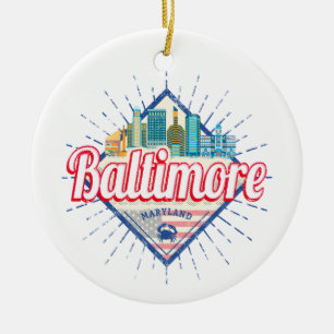 Décoration En Céramique Baltimore Maryland États-Unis Skyline Vintage