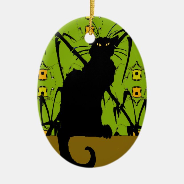 Décoration En Céramique bambou de chat noir (Devant)