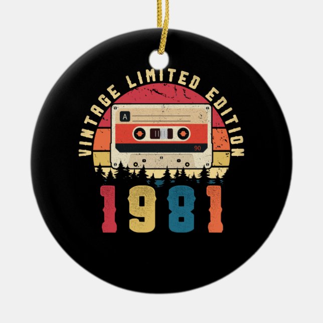 Décoration En Céramique Bande-cassette d'anniversaire vintage de 1981 (Devant)