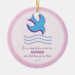 Décoration En Céramique Baptême adulte sur rose