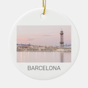 Décoration En Céramique Barcelona Skyline Sunset Catalogne Espagne