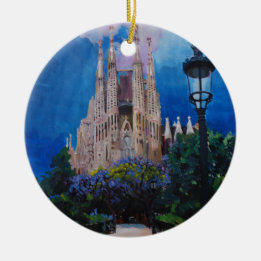 Décoration En Céramique Barcelone Sagrada Familia avec le parc et la