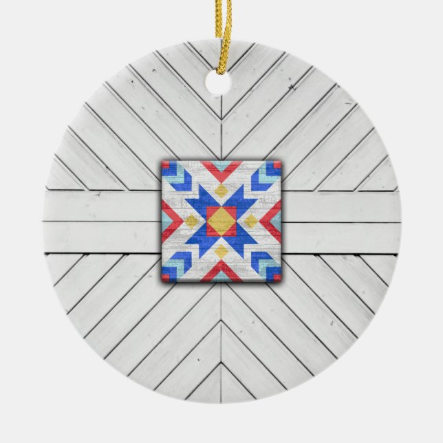 Décoration En Céramique Barn Quilt Star 6 (Devant)