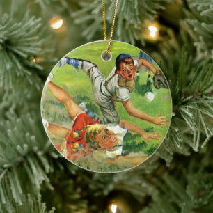 Décoration En Céramique Base-ball Sportif Vintage, Équipes d'Enfants Jouan