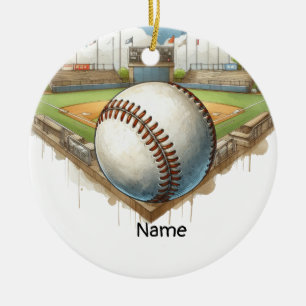 Décoration En Céramique Baseball avec nom sur la balle pour joueur