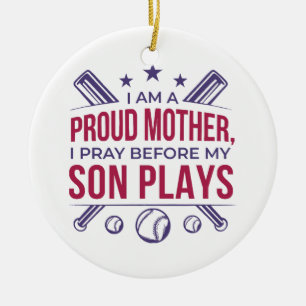 Décoration En Céramique Baseball Fier Mère Je Prie Avant Que Mon Fils Ne J