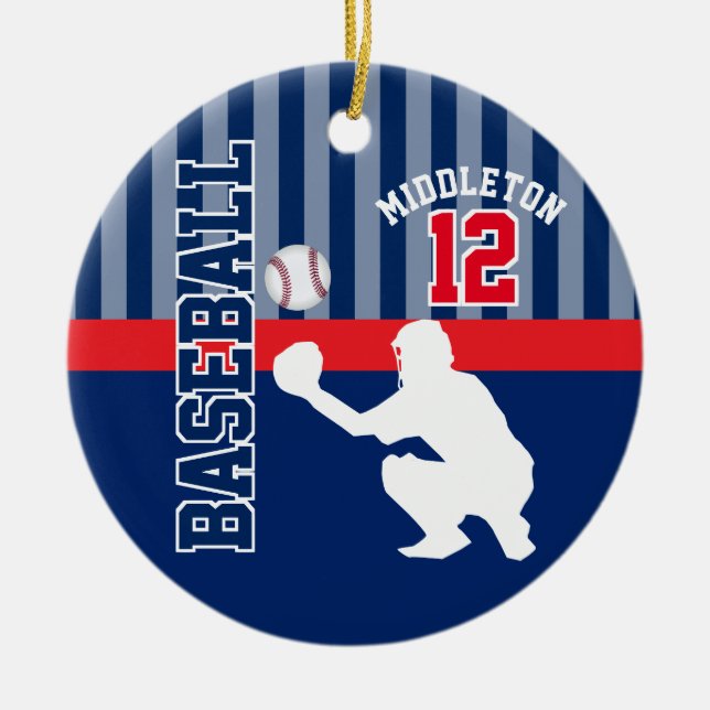 Décoration En Céramique Baseball ⚾ Sport - Bleu foncé - Catcher (Devant)