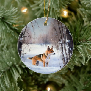Décoration En Céramique Basenji Laissez Tomber la Neige de Noël 