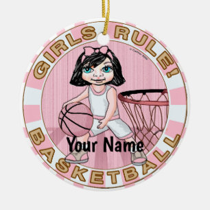 Décoration En Céramique Basket-ball des filles roses