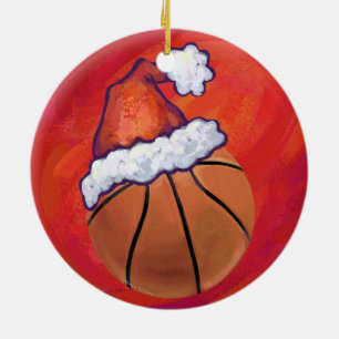 Décoration En Céramique Basketball in Santa Hat