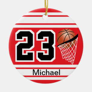 Décoration En Céramique Basketball Jersey Style   DIY Text   Red