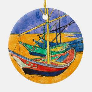 Décoration En Céramique Bateaux de Van Gogh Impressionnisme Plage