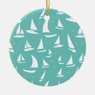 Décoration En Céramique Bateaux marins Bleu et Blanc Personnalisé