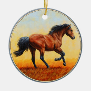 Décoration En Céramique Bay Horse Galloping