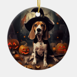 Décoration En Céramique Beagle Citrouille Halloween effroi
